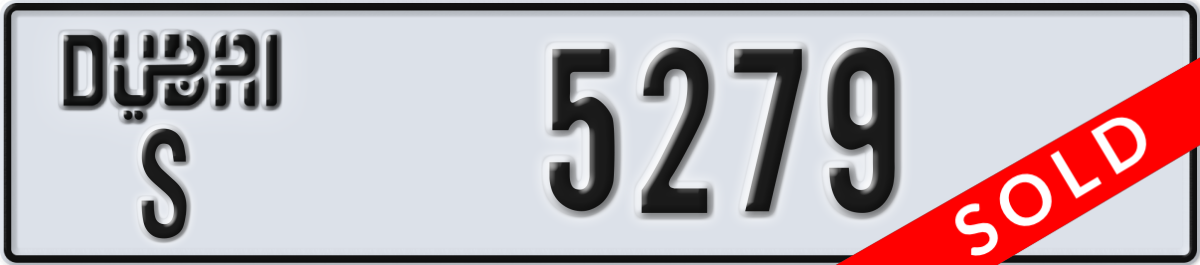 dubai License Plate Number 5279 Code S
