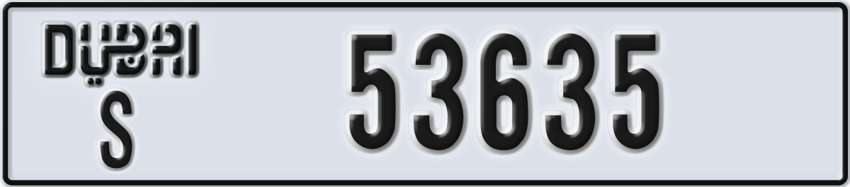 dubai License Plate Number 53635 Code S