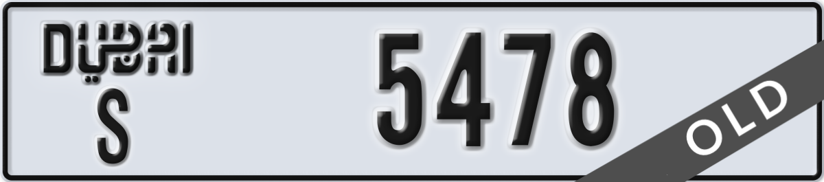 dubai License Plate Number 5478 Code S