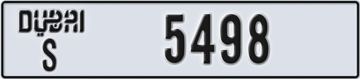 dubai License Plate Number 5498 Code S