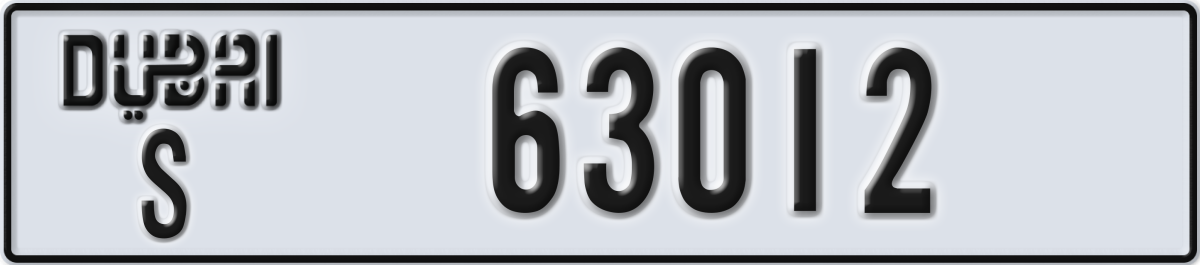 dubai License Plate Number 63012 Code S