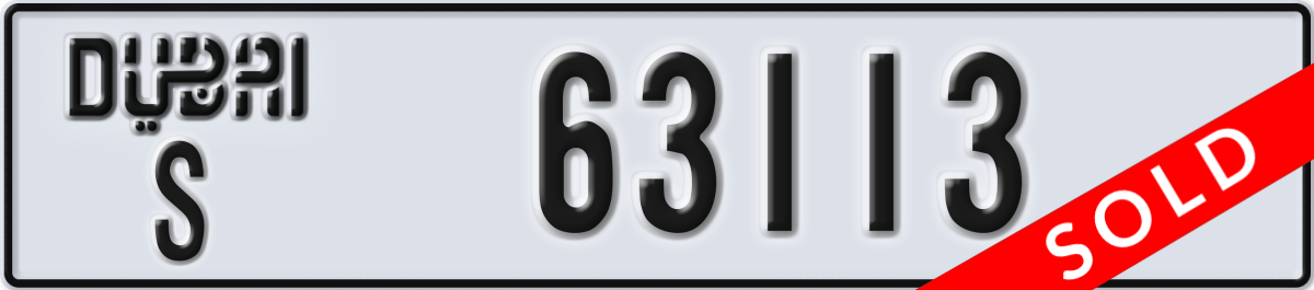 dubai License Plate Number 63113 Code S