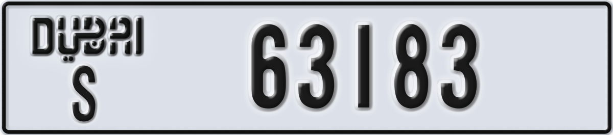 dubai License Plate Number 63183 Code S