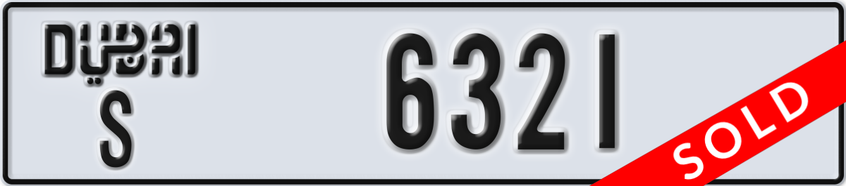 dubai License Plate Number 6321 Code S