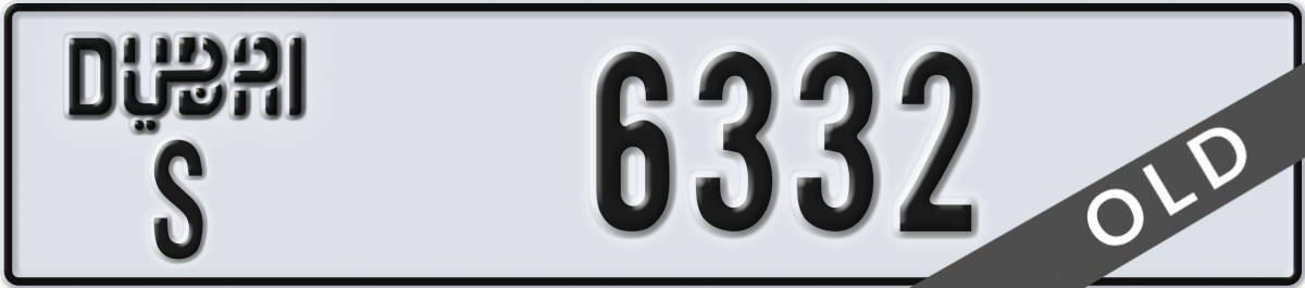 dubai License Plate Number 6332 Code S