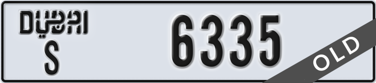 dubai License Plate Number 6335 Code S