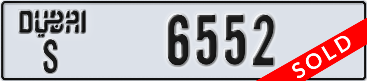 dubai License Plate Number 6552 Code S