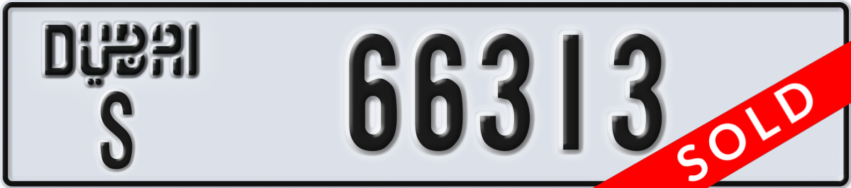 dubai License Plate Number 66313 Code S