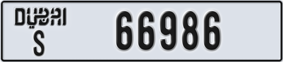 dubai License Plate Number 66986 Code S