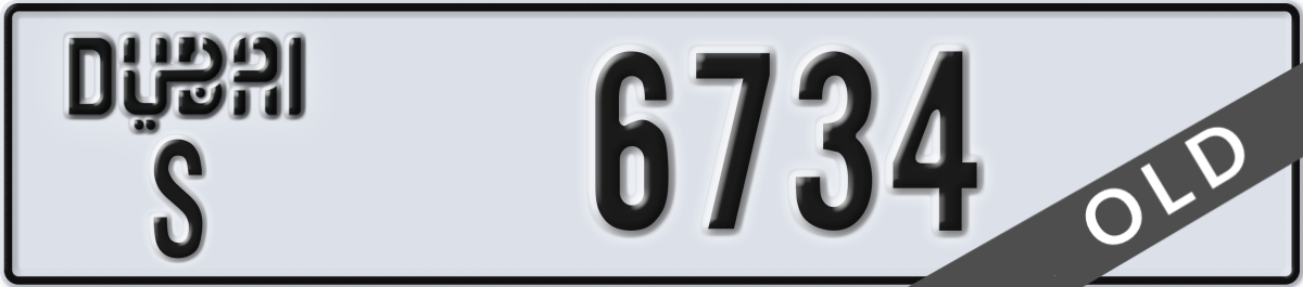 dubai License Plate Number 6734 Code S
