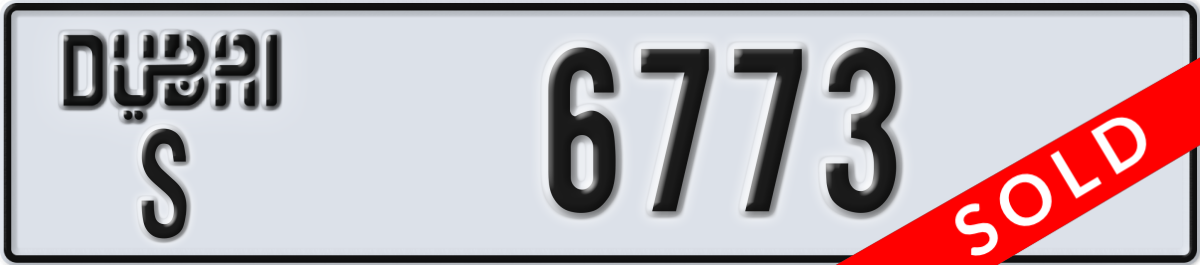 dubai License Plate Number 6773 Code S