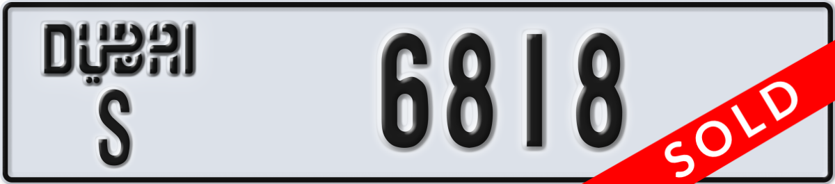dubai License Plate Number 6818 Code S