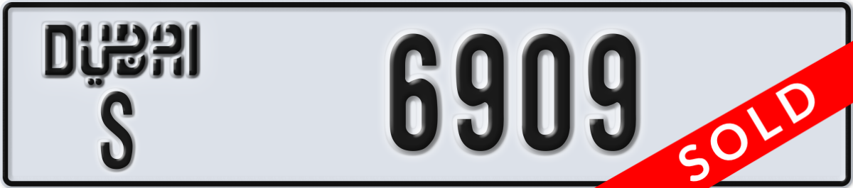 dubai License Plate Number 6909 Code S