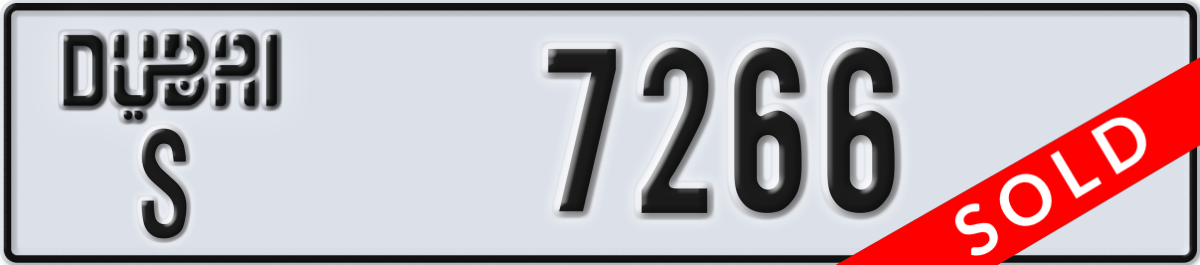 dubai License Plate Number 7266 Code S