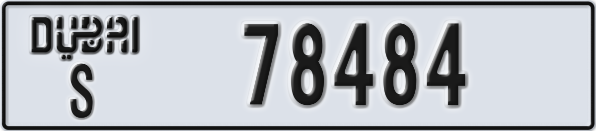 dubai License Plate Number 78484 Code S