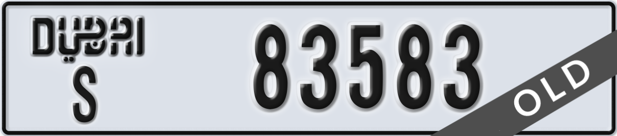 dubai License Plate Number 83583 Code S