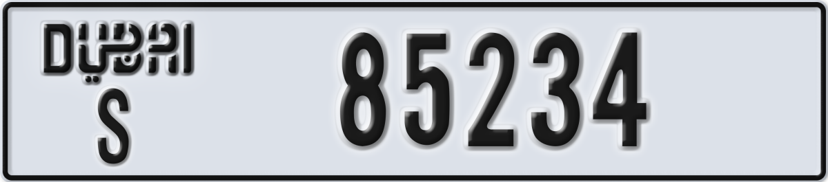 dubai License Plate Number 85234 Code S