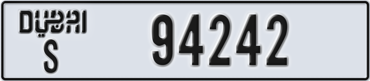 dubai License Plate Number 94242 Code S