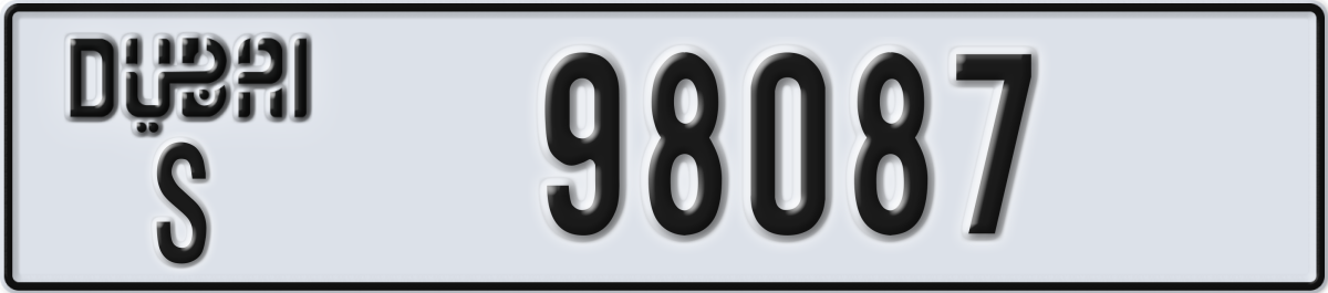 dubai License Plate Number 98087 Code S
