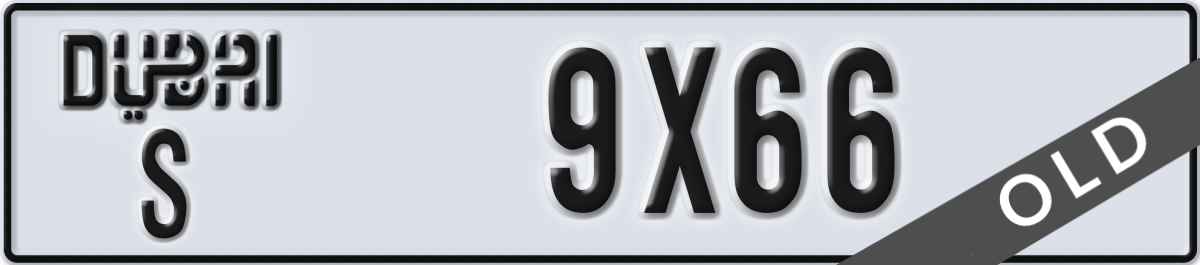 dubai License Plate Number 9X66 Code S