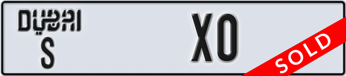 dubai License Plate Number X0 Code S