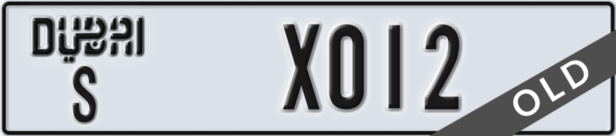 dubai License Plate Number X012 Code S