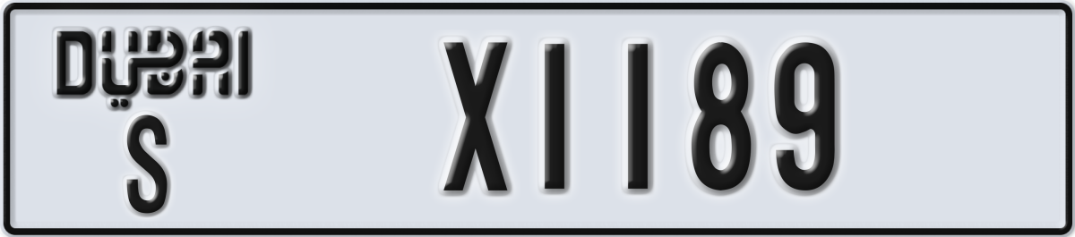 dubai License Plate Number X1189 Code S