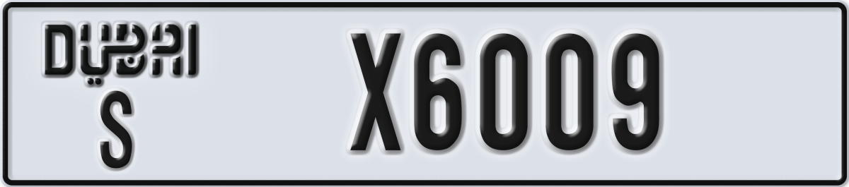dubai License Plate Number X6009 Code S