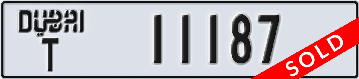 dubai License Plate Number 11187 Code T