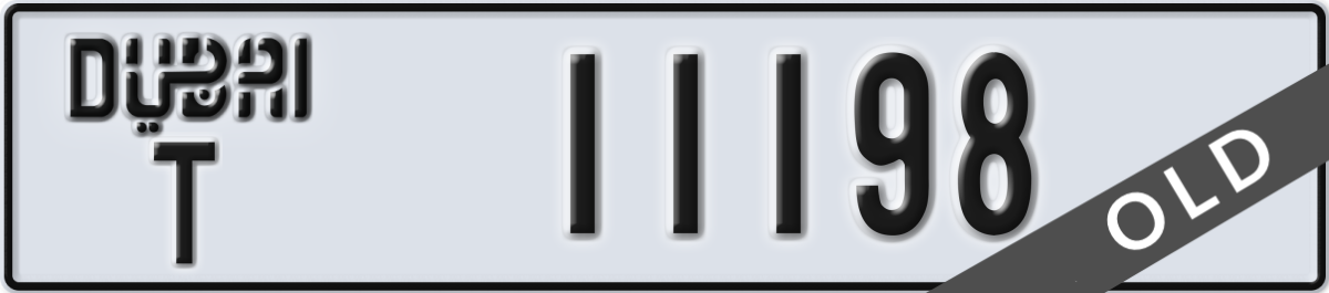 dubai License Plate Number 11198 Code T