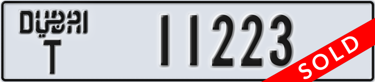 dubai License Plate Number 11223 Code T