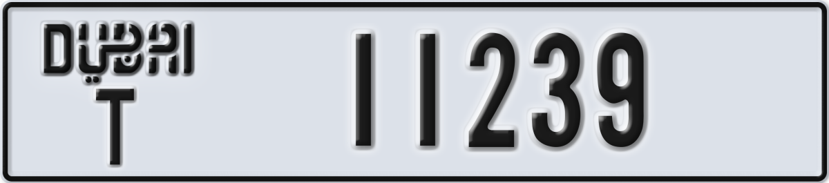 dubai License Plate Number 11239 Code T