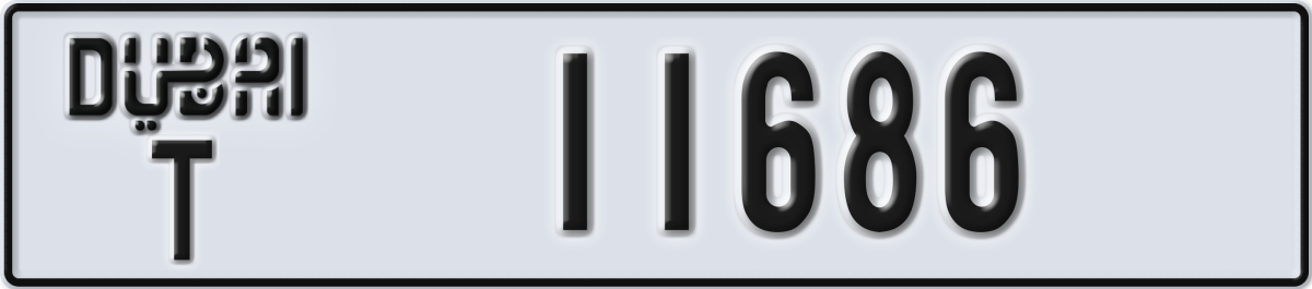 dubai License Plate Number 11686 Code T