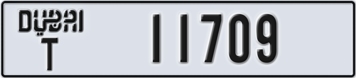 dubai License Plate Number 11709 Code T