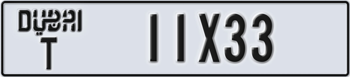 dubai License Plate Number 11X33 Code T