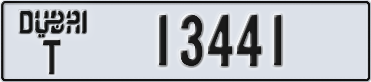 dubai License Plate Number 13441 Code T