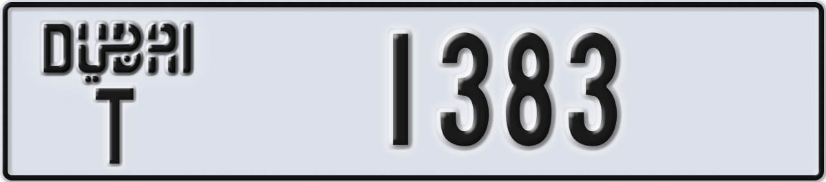 dubai License Plate Number 1383 Code T