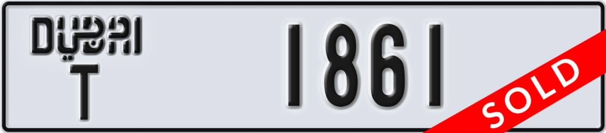 dubai License Plate Number 1861 Code T