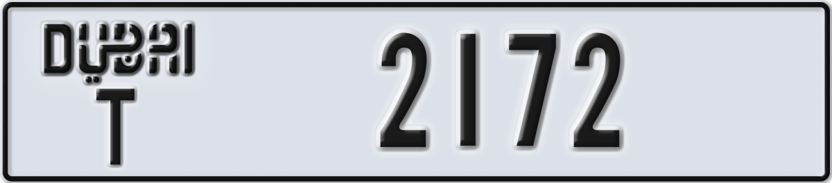dubai License Plate Number 2172 Code T