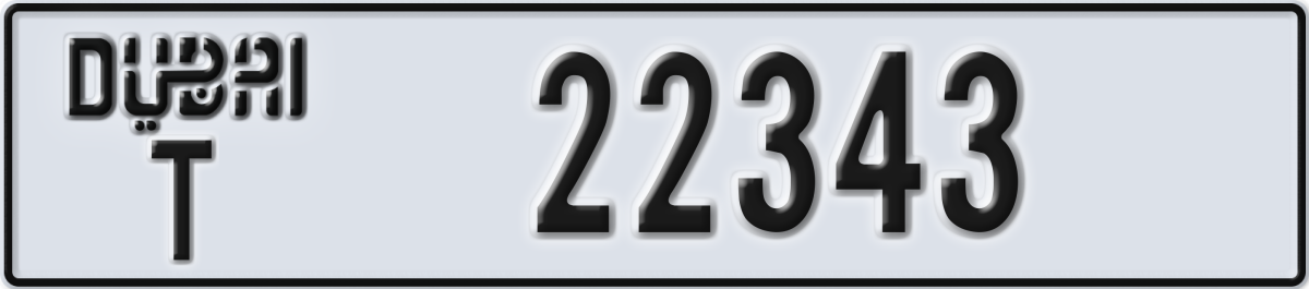 dubai License Plate Number 22343 Code T