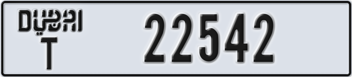 dubai License Plate Number 22542 Code T