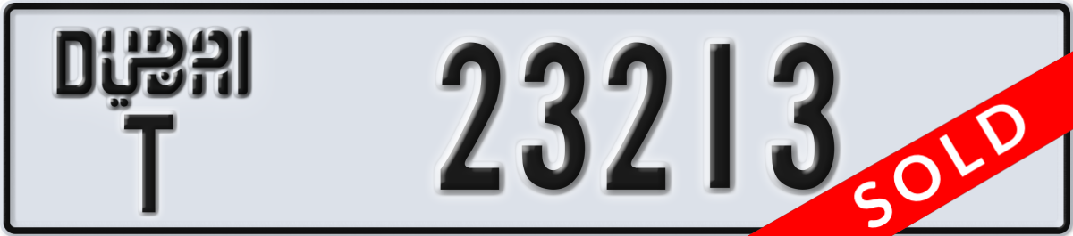 dubai License Plate Number 23213 Code T