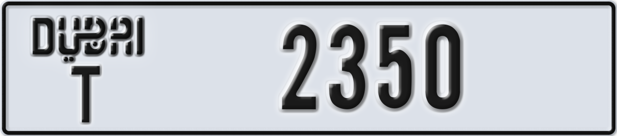 dubai License Plate Number 2350 Code T