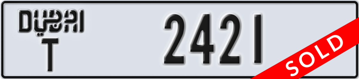 dubai License Plate Number 2421 Code T