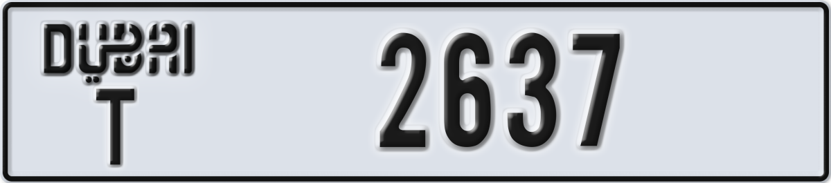 dubai License Plate Number 2637 Code T