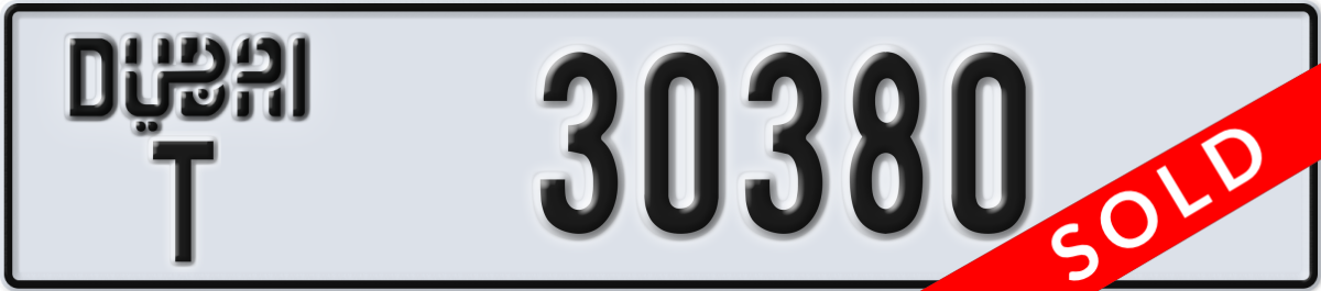 dubai License Plate Number 30380 Code T