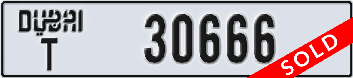 dubai License Plate Number 30666 Code T