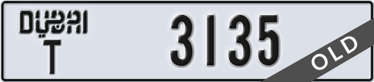 dubai License Plate Number 3135 Code T