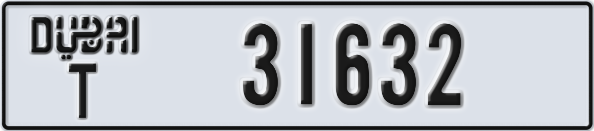 dubai License Plate Number 31632 Code T