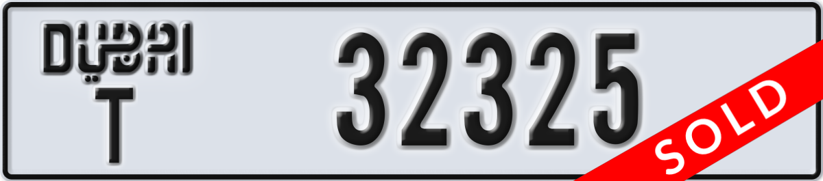 dubai License Plate Number 32325 Code T